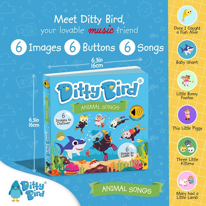 Ditty Bird Animal Songs Multi-Coloured 16x2x16cm