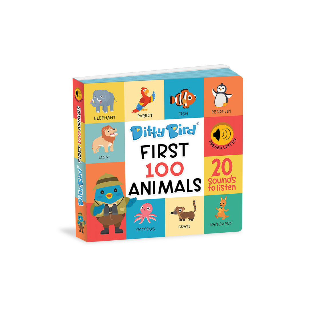 Ditty Bird First 100 Animals Multi-Coloured 16x2x16cm