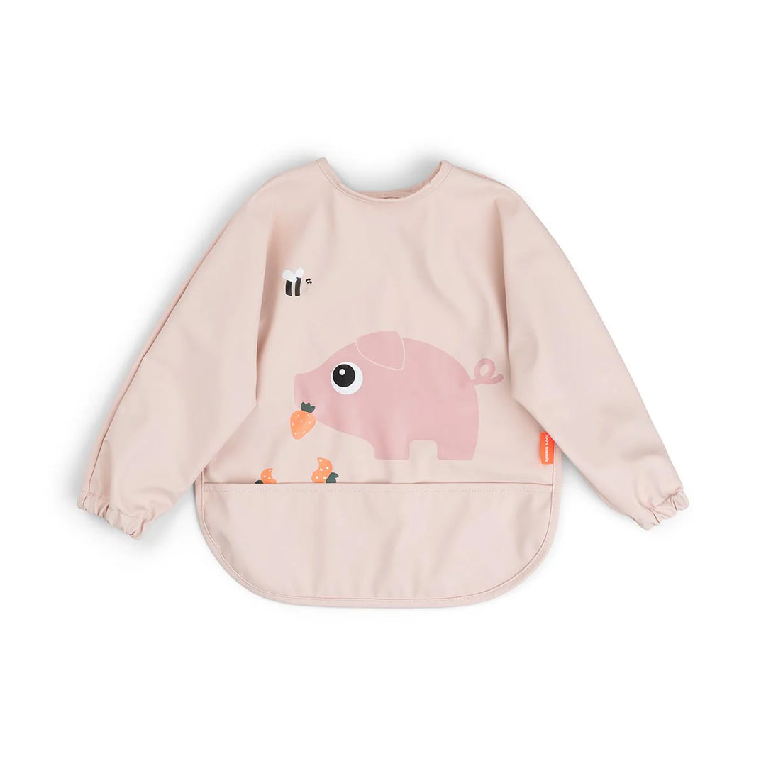 Done by Deer Sleeved Pocket Bib Tiny Farm - Powder