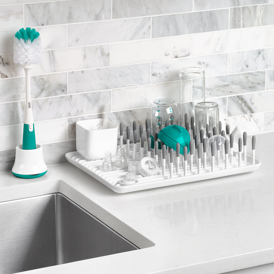 OXO Tot Bottle Brush with Detail Cleaner & Stand - Teal