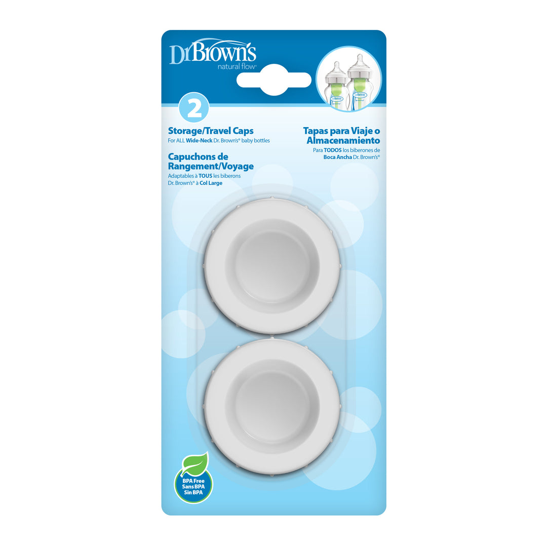 Dr Browns Travel storage Caps - For Wide Neck Bottles - 2 Pack