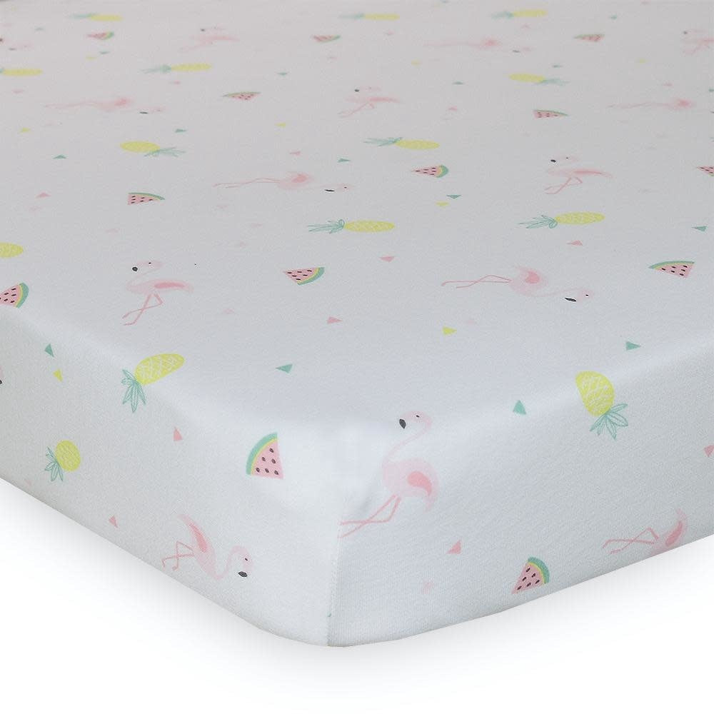 Cot Fitted sheet Jersey/Flamingo