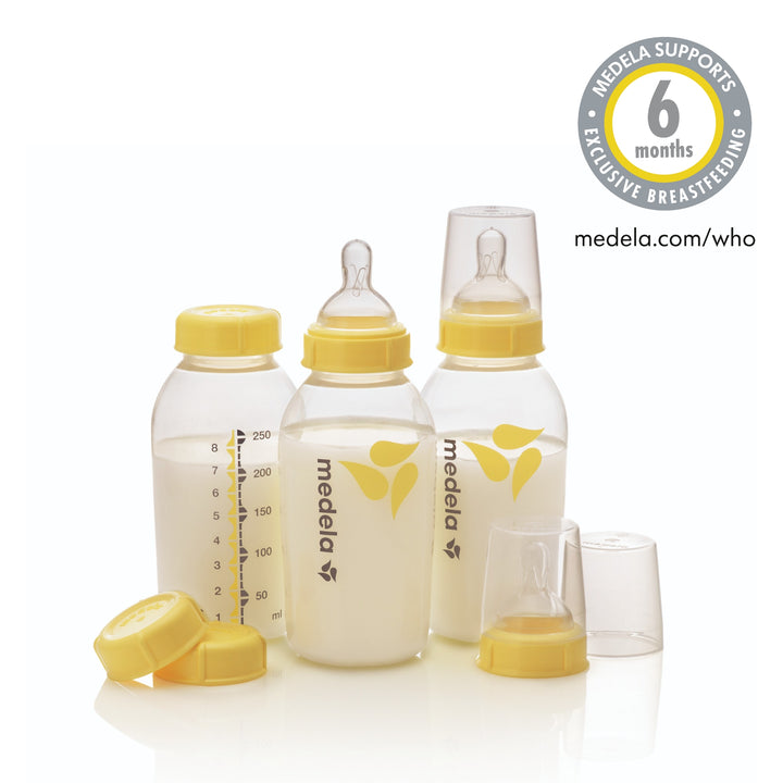 Medela Breastmilk Bottle 250ml with Wide Base Medium Flow Teat 3pk