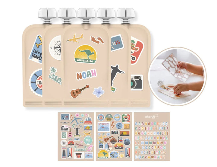Cherub Baby ON THE GO REUSABLE FOOD STORAGE POUCH 150ML 5PK - BIG EXPLORER
