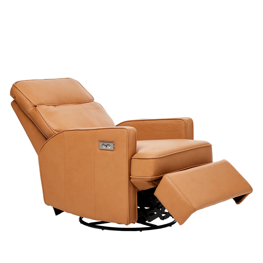 iL Tutto Leo Electric Glider Recliner in Tan Leather