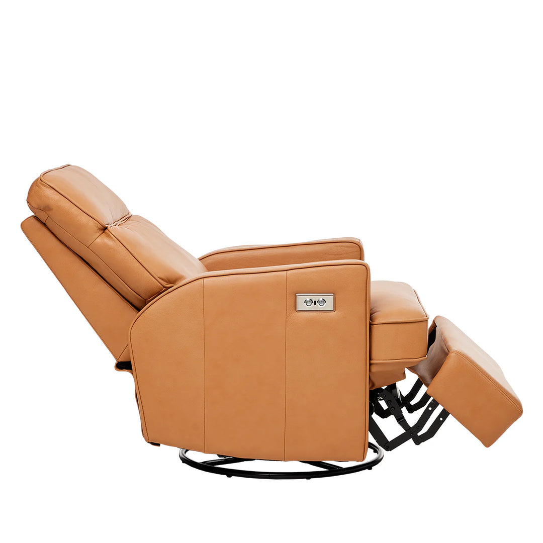 iL Tutto Leo Electric Glider Recliner in Tan Leather