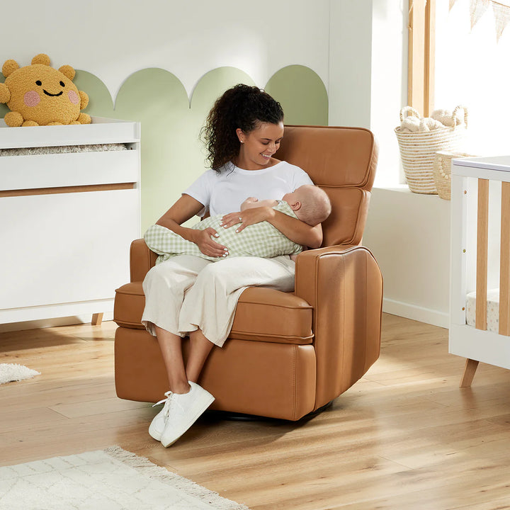 iL Tutto Leo Electric Glider Recliner in Tan Leather