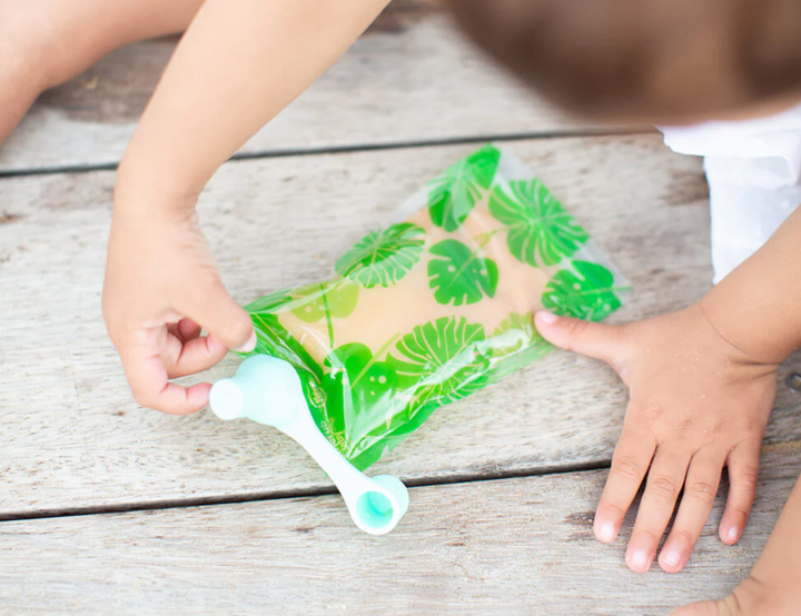 Cherub Baby ON THE GO REUSABLE FOOD POUCH MINIS (120ML) - TOUCAN BLUE & RAINFOREST GREEN 10PK