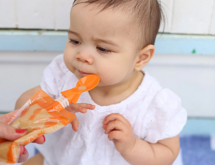 Cherub Baby ON THE GO REUSABLE FOOD POUCH MINIS (120ML) - NEON MELON & HOT PINEAPPLE 10PK