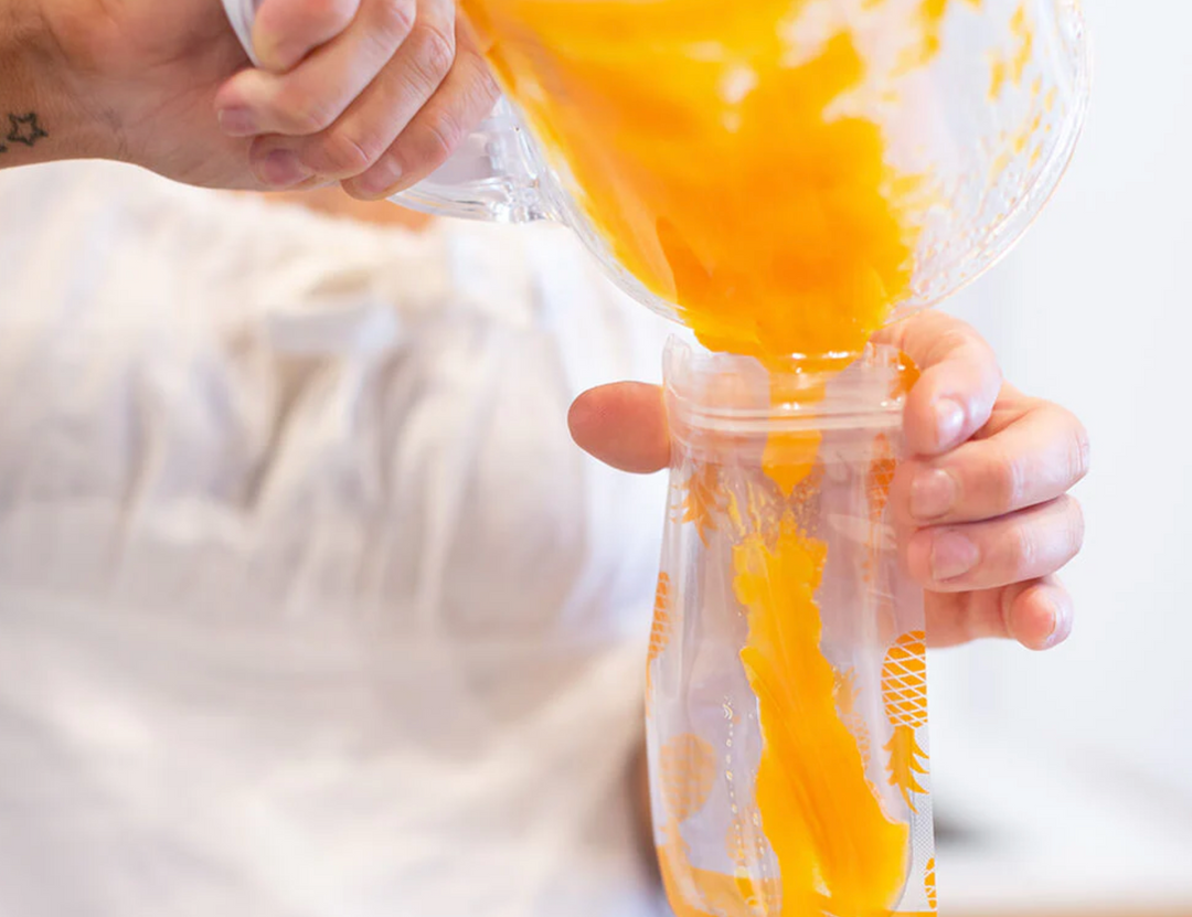 Cherub Baby ON THE GO REUSABLE FOOD POUCH MINIS (120ML) - NEON MELON & HOT PINEAPPLE 10PK