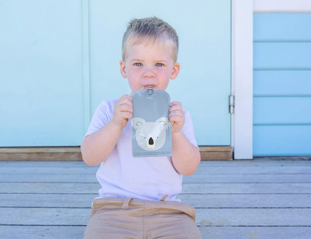 Cherub Baby ON THE GO REUSABLE FOOD POUCHES (150ML) - ANIMAL SET 5PK