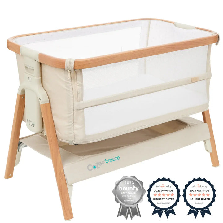 iL Tutto CoZee Breeze Plus Co-Sleeping Bassinet with Rocking Legs in Scandi Walnut and Ecru