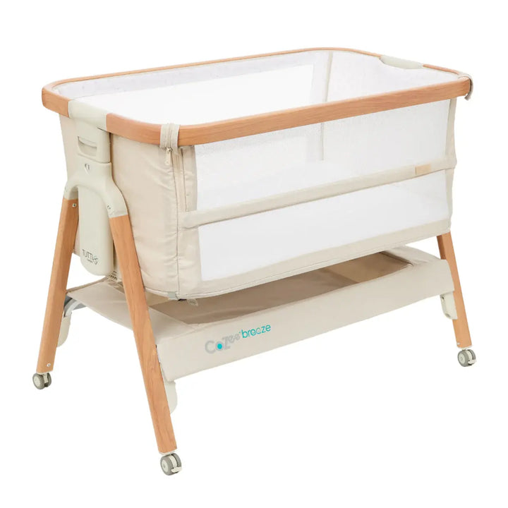 iL Tutto CoZee Breeze Plus Co-Sleeping Bassinet with Rocking Legs in Scandi Walnut and Ecru