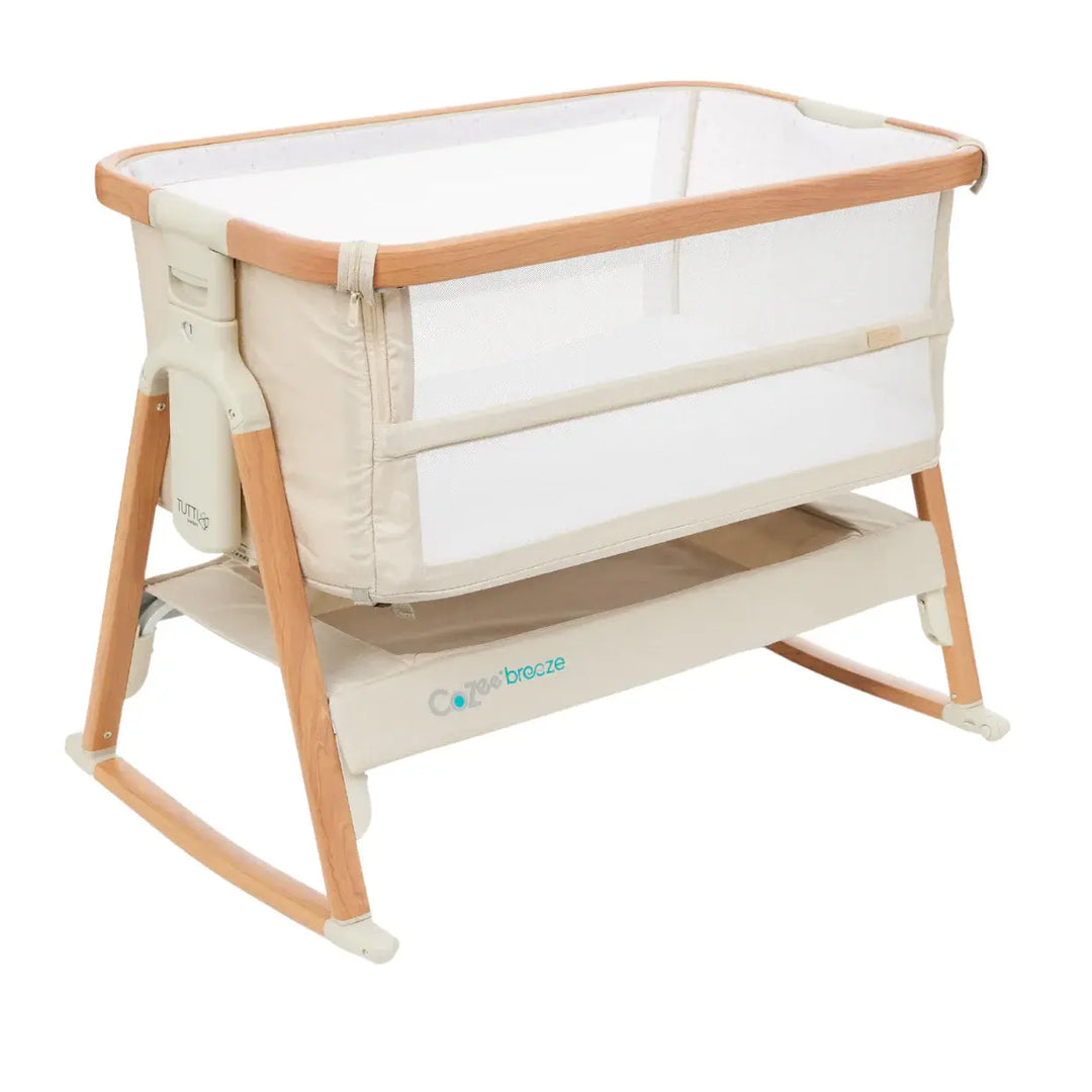 iL Tutto CoZee Breeze Plus Co-Sleeping Bassinet with Rocking Legs in Scandi Walnut and Ecru