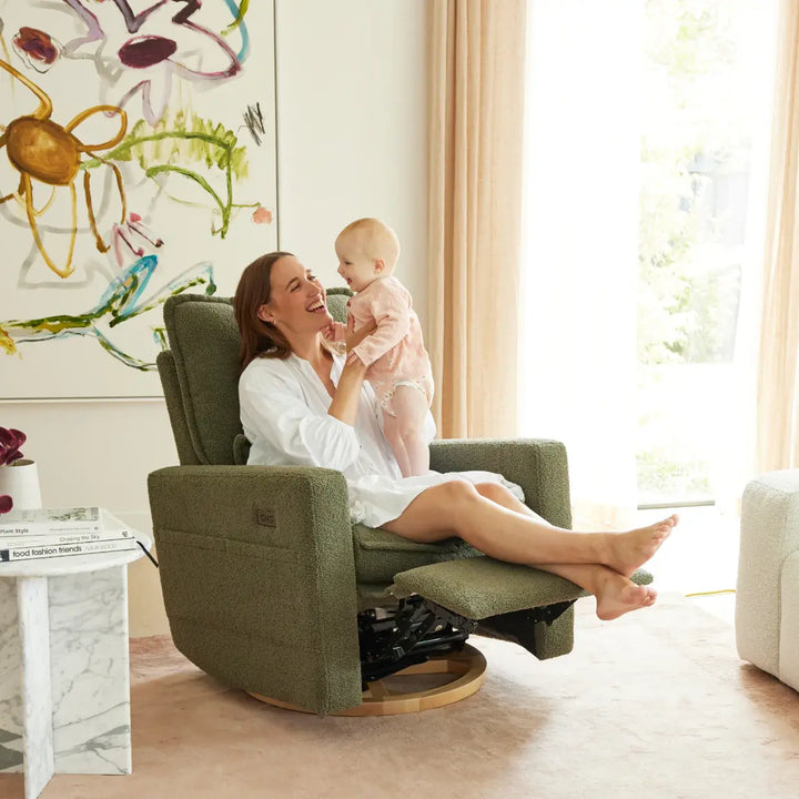 Il Tutto Frankie Electric Recliner/Glider Chair - Olive Teddy