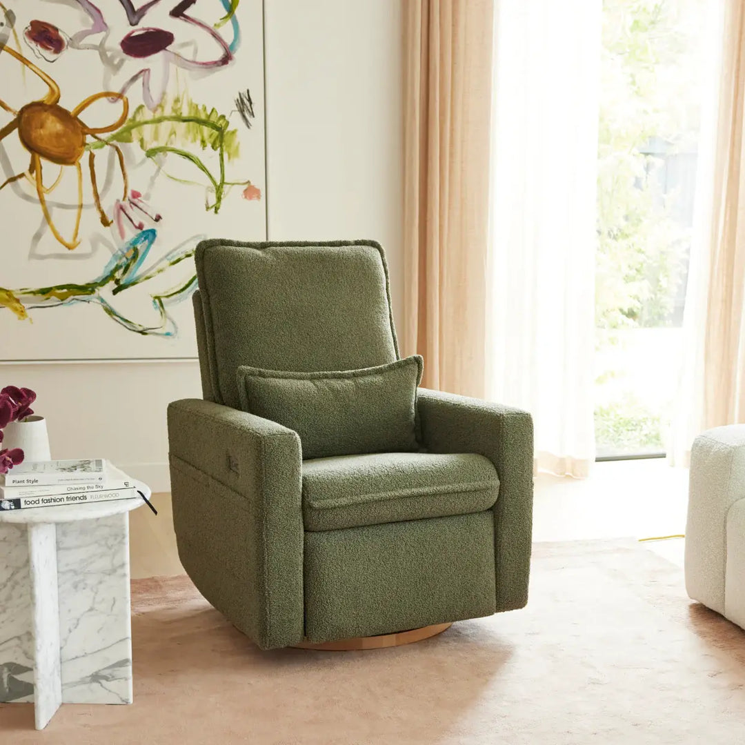 Il Tutto Frankie Electric Recliner/Glider Chair - Olive Teddy