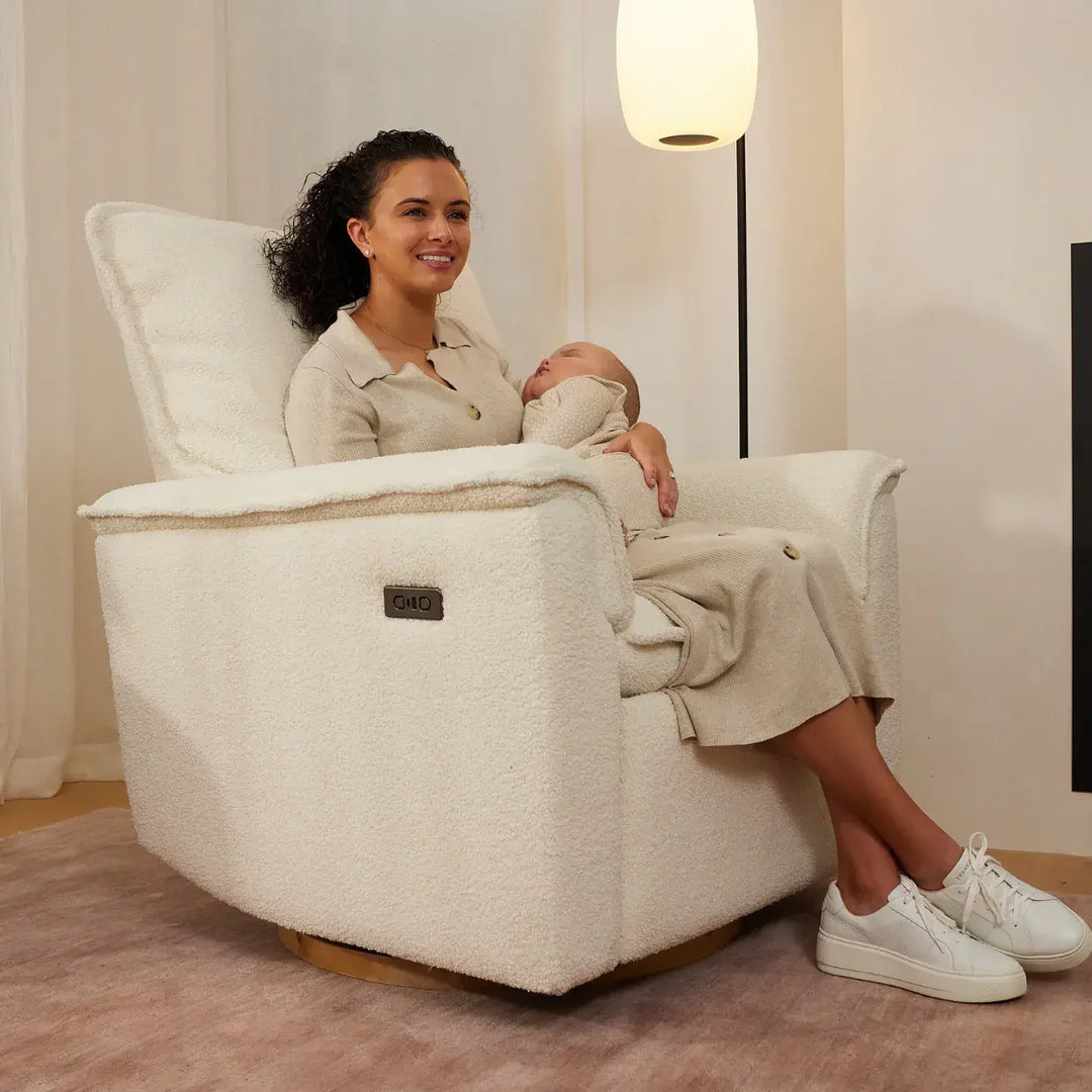 Il Tutto Louie Electric Recliner Glider Nursery Chair in Coconut Teddy