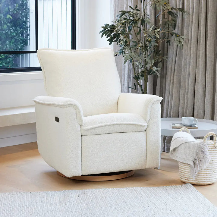Il Tutto Louie Electric Recliner Glider Nursery Chair in Coconut Teddy