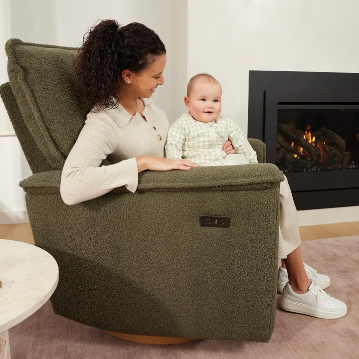 Il Tutto Louie Electric Recliner Glider Nursery Chair in Olive Teddy