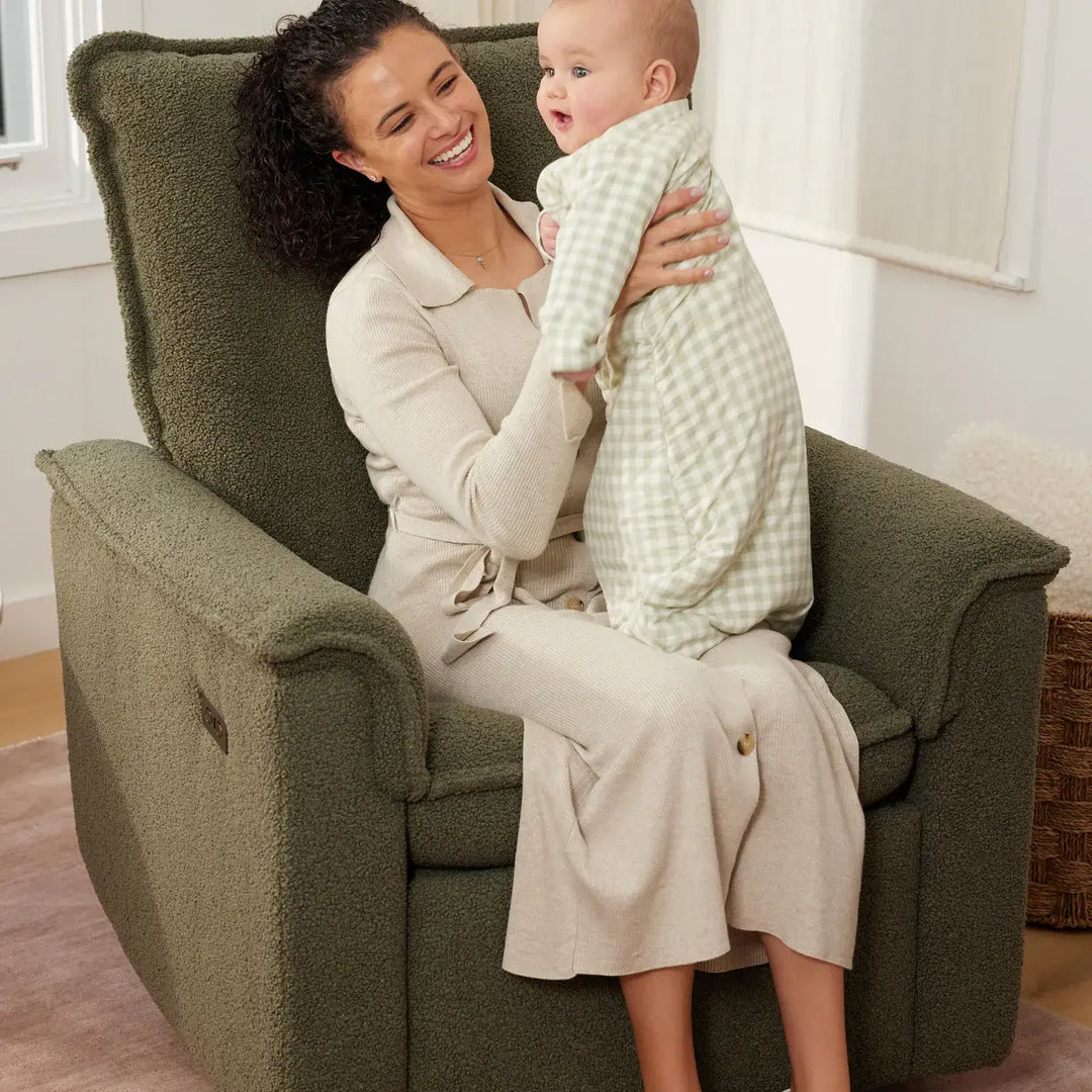Il Tutto Louie Electric Recliner Glider Nursery Chair in Olive Teddy