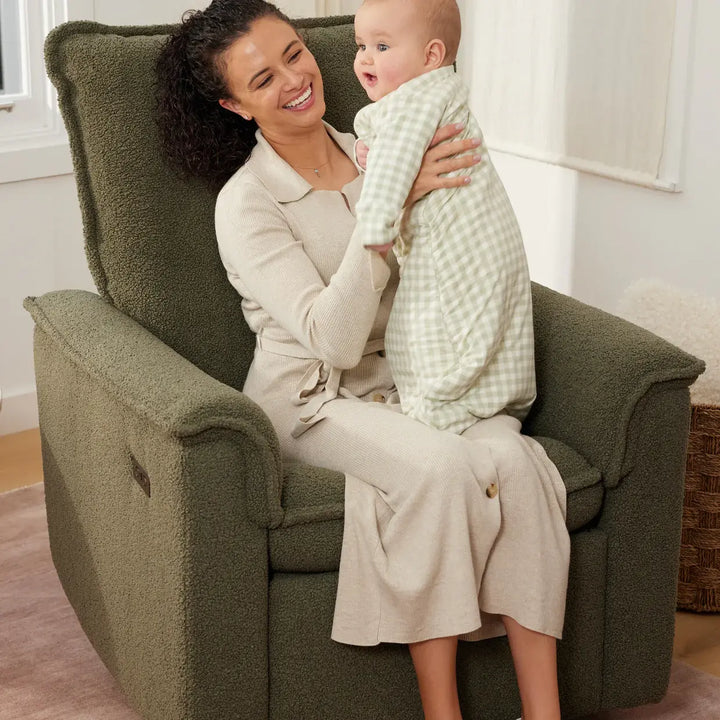Il Tutto Louie Electric Recliner Glider Nursery Chair in Olive Teddy