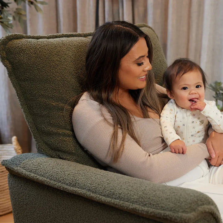 Il Tutto Louie Electric Recliner Glider Nursery Chair in Olive Teddy