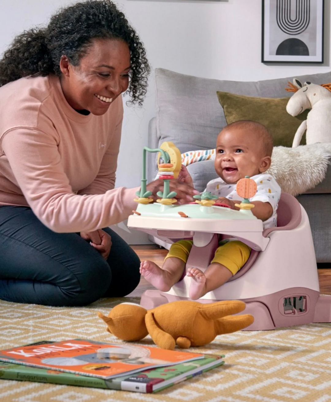 Mamas & Papas Bug 3-in-1 Floor & Booster Seat with Activity Tray - Blossom