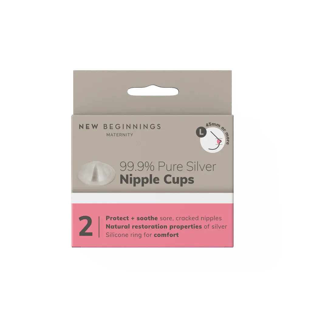 NEW BEGINNINGS SILVER NURSING CUPS 55mm (L) 2pk