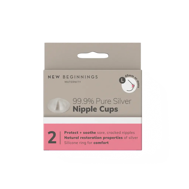NEW BEGINNINGS SILVER NURSING CUPS 55mm (L) 2pk