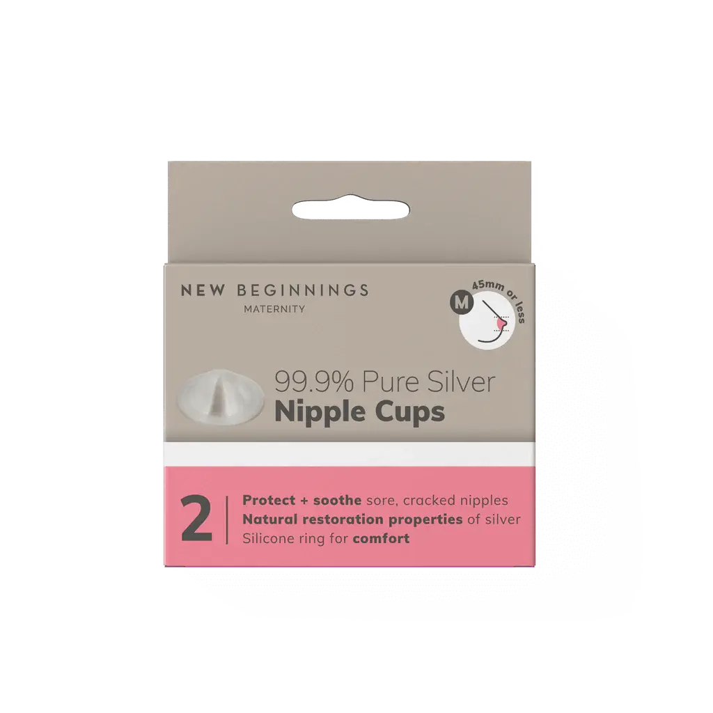 NEW BEGINNINGS SILVER NURSING CUPS 45mm (M) 2pk