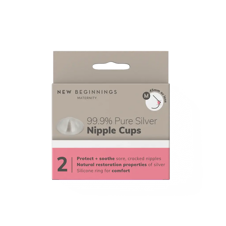 NEW BEGINNINGS SILVER NURSING CUPS 45mm (M) 2pk