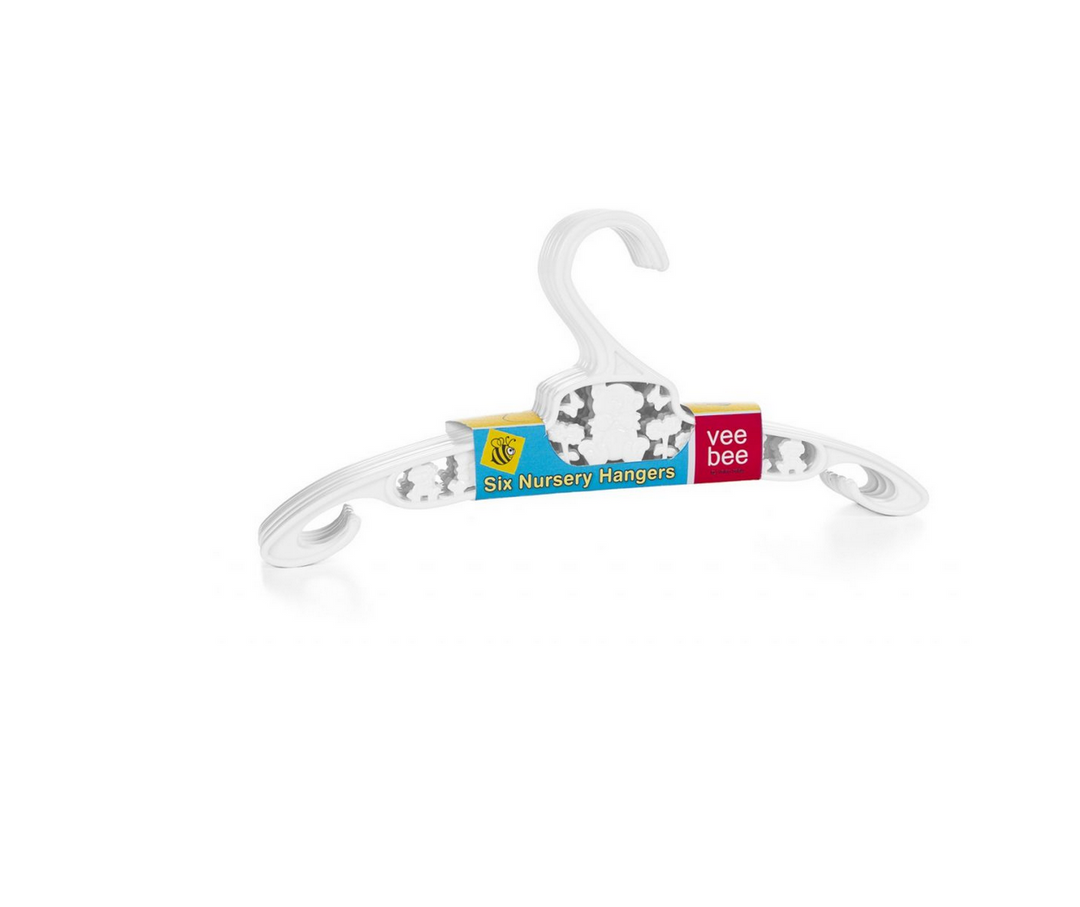 Veebee Kids Plastic Hangers (Pack of 6) White(A169)