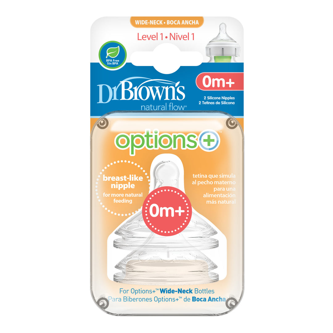 Dr Browns Level 1 Wide-Neck Options+ Teat, 2-Pack