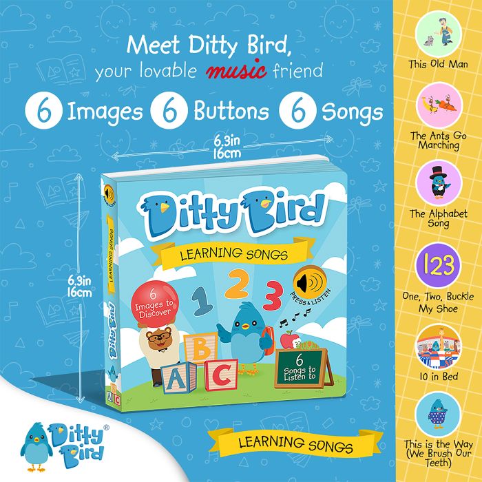 Ditty Bird Learning Songs Multi-Coloured 16x2x16cm