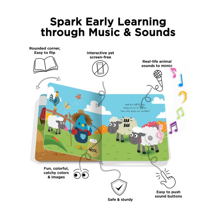 Ditty Bird Farm Animals Multi-Coloured 16x2x16cm