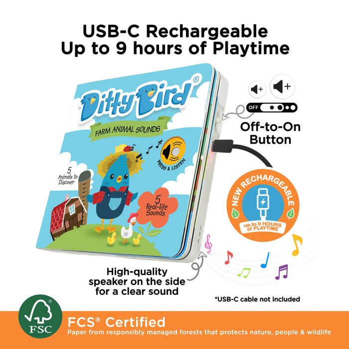 Ditty Bird Farm Animals Multi-Coloured 16x2x16cm