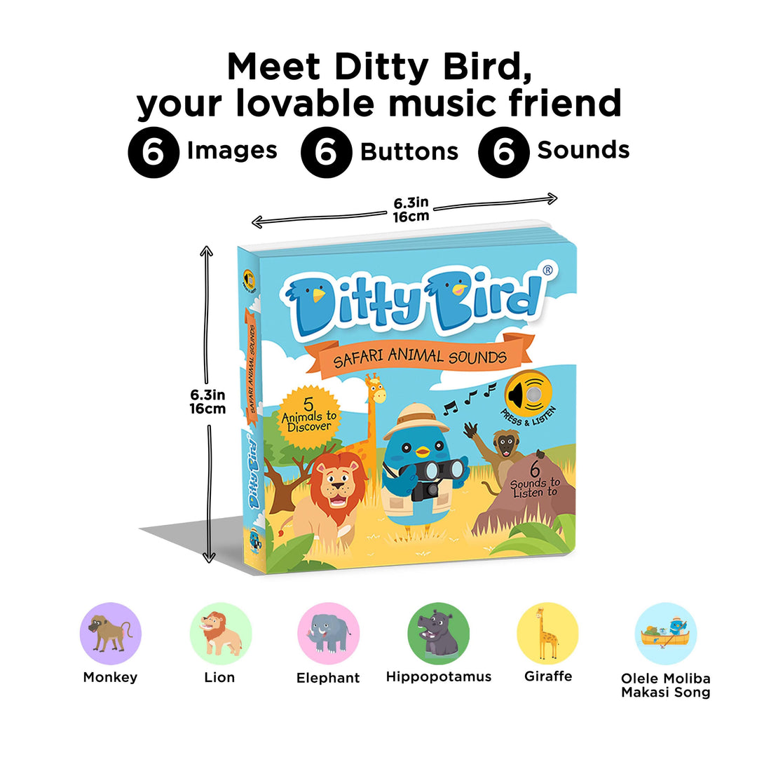 Ditty Bird Safari Animal Sounds Multi-Coloured 16x2x16cm