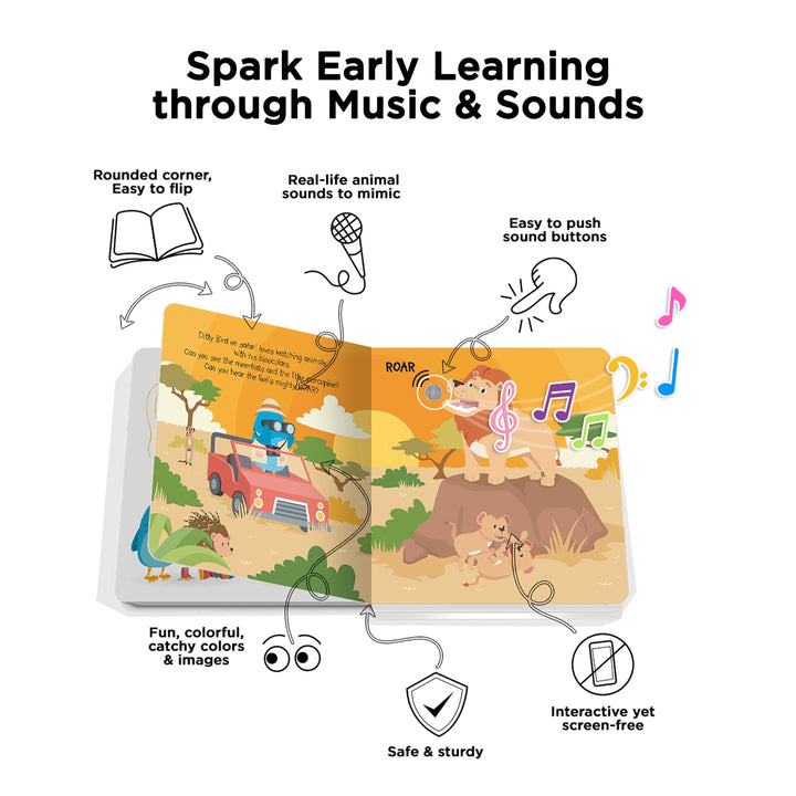 Ditty Bird Safari Animal Sounds Multi-Coloured 16x2x16cm