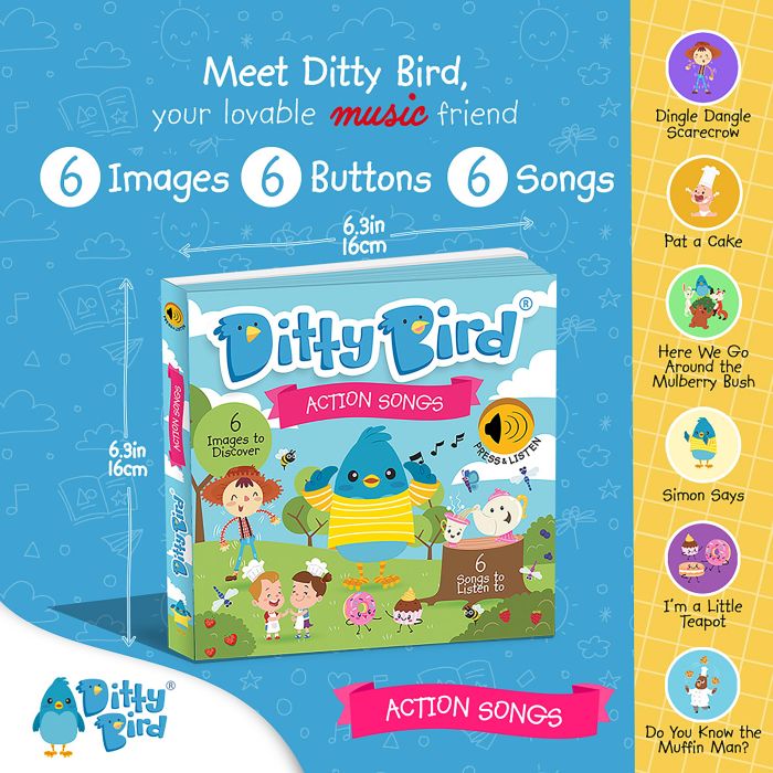 Ditty Bird Action Songs Multi-Coloured 16x2x16cm