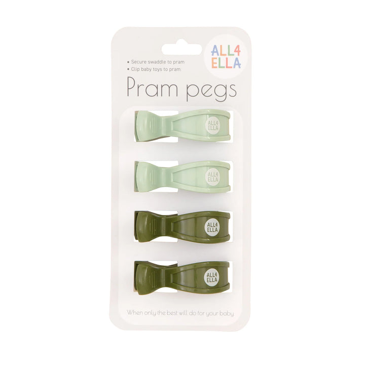 All4Ella 4 Pack pram pegs - Sage/Forest Green