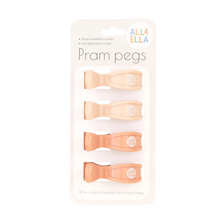 All4Ella 4 Pack pram pegs - Cream/Peach
