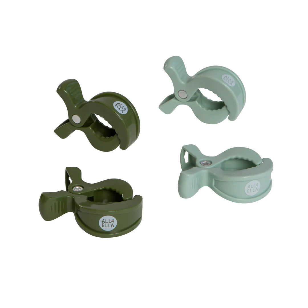 All4Ella 4 Pack pram pegs - Sage/Forest Green