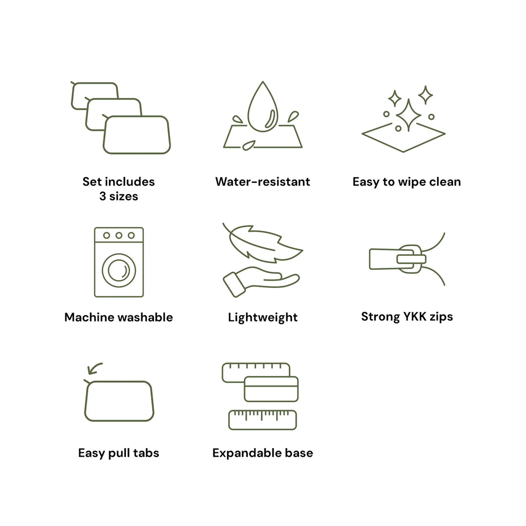 OiOi Packing Pouch Trio - Gingham Beige