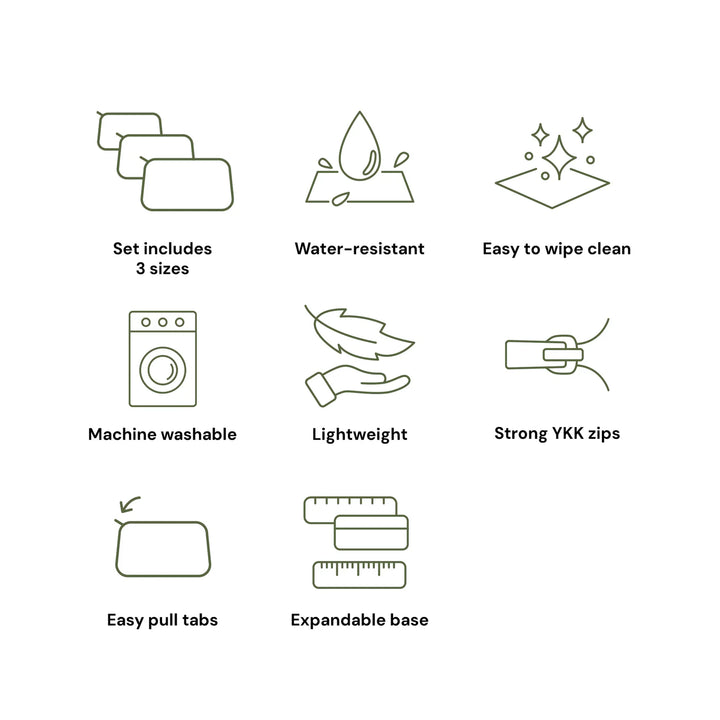 OiOi Packing Pouch Trio - Gingham Beige