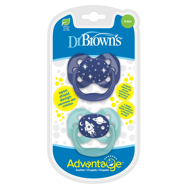 Dr Browns Advantage Pacifier, Stage 1, Blue 2 Pack