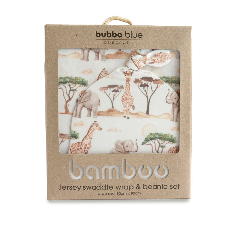 Bubba Blue Adventure Bamboo 2PCS Jersey Swaddle & Beanie Set