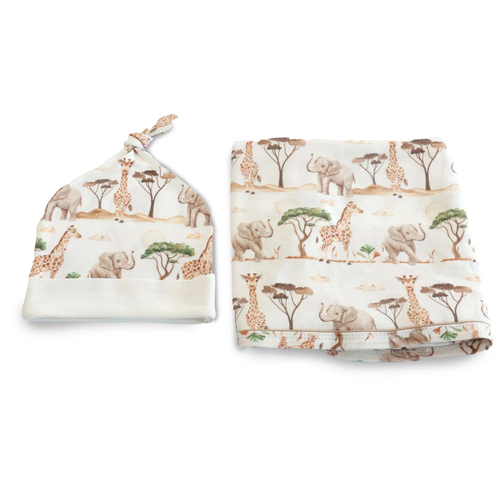 Bubba Blue Adventure Bamboo 2PCS Jersey Swaddle & Beanie Set