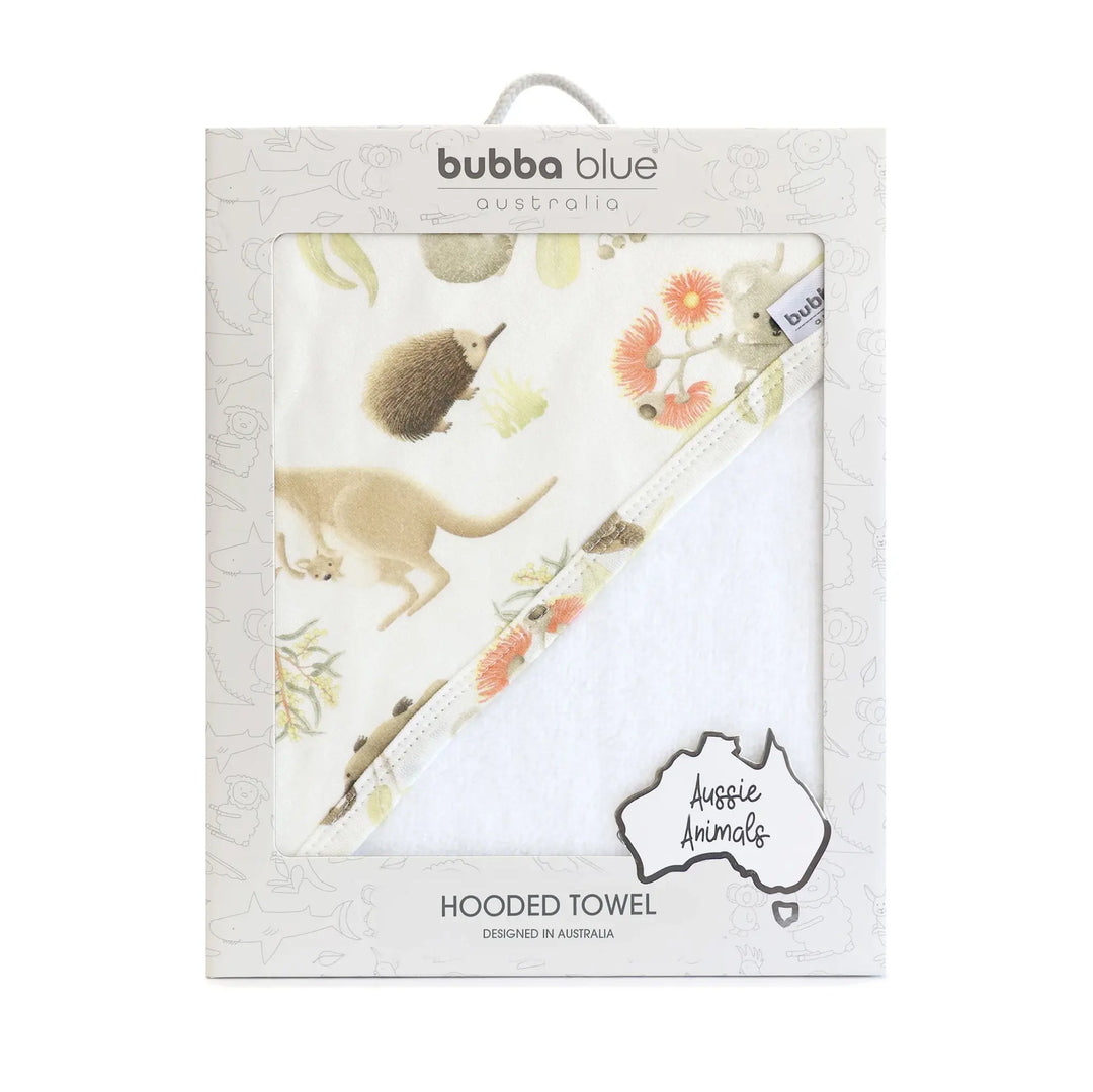 Bubba Blue Aussie Animals Hooded Towel - OATMEAL