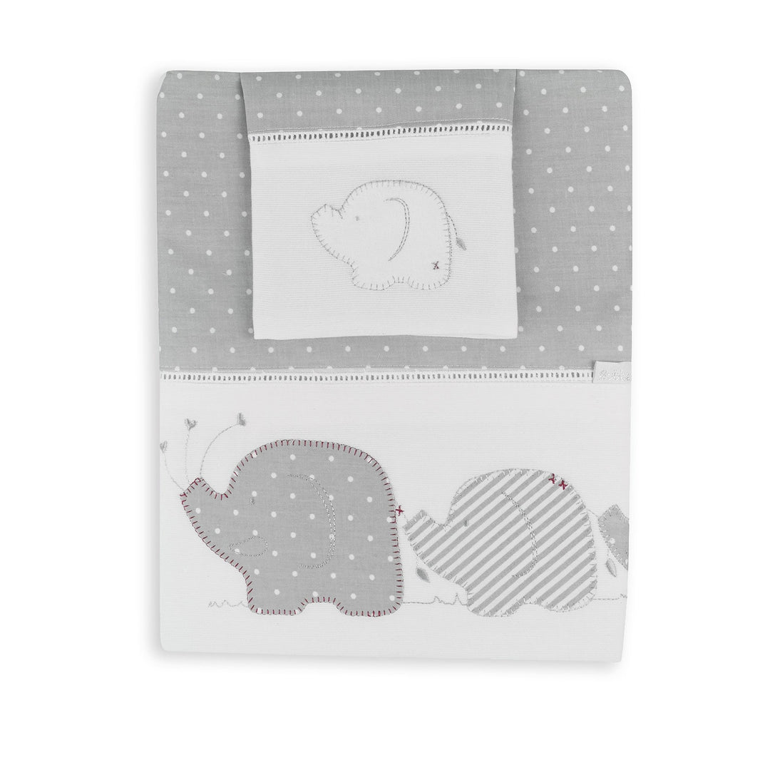 Petit Elephant Embroidered Cot Sheet Set