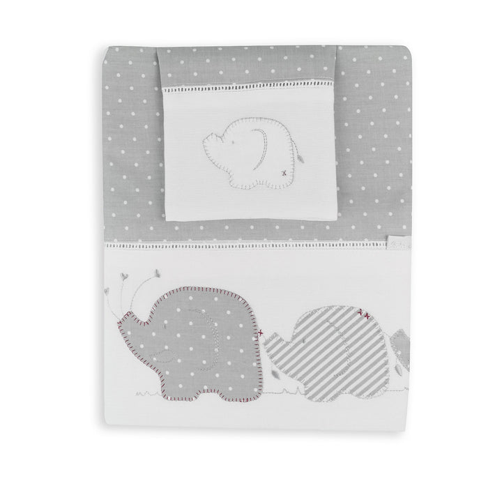 Petit Elephant Embroidered Cot Sheet Set